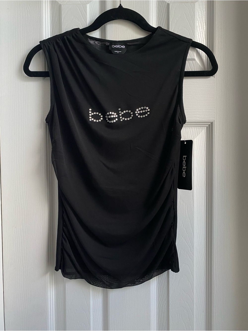 NWT Bebe Y2K Mesh Rhinestone Top